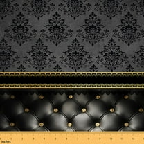 Homewish Black Grey Damask Fabric by the Yard 1 Yard, Tribal Mandala Flower Floral Room Decor Fabric by the Yard, Teens Adult Female Sewing Fabric, Microfiber Bedroom Decor