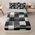 thumbnail image 1 of Homewish Black Ombre Checkered Zipper Twin Comforter Sets with Fitted Sheet and 2 Pillowcases,Abstract Artwork Zipper Bedding Set,Light Gray Reversible,4pcs, 1 of 8