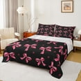 thumbnail image 1 of Homewish Black Pink Bowknot Full Size Sheets for Kids, Kawaii Princess Ribbon Bed Sheets, Cute Cartoon Sheet Sets, Super Cozy Room Decor, 4-Piece, 1 of 7