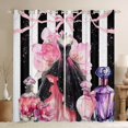 thumbnail image 1 of Homewish Black Pink Dress Black Out Curtains for Girl, Modern Fashion Artwork Curtains Pack of 2 (42x63 Each), Chic Stripes Lines Bedroom Curtains, Living Room Curtains Decor, 1 of 6