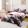 thumbnail image 1 of Homewish Black Pink Flowers 4 Pieces Queen Sheet Sets For Teens Boys Girls,Abstract Watercolor Artwork Ultra Soft Flat Sheet,Retro Vintage Queen Fitted Sheet,Luxury Bedroom Decor, 1 of 7