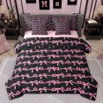 thumbnail image 1 of Homewish Black Pink Ribbon Bedding Comforter Set 7 Pieces for Kids, Princess Bow-tie Bow Full Bedding Set, Cute Cartoon Bowknot Reversible Fitted Sheet Flat Sheet, Breathable Home Decor, 1 of 7