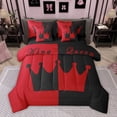 thumbnail image 1 of Homewish Black Red Crown Bedding Comforter Set 7 Pieces for Couple, Romantic Valentines Day Full Bedding Set, King and Queen Reversible Fitted Sheet Flat Sheet, Ultra Soft Bedroom Decor, 1 of 8