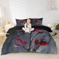 thumbnail image 1 of Homewish Black Red Gothic Rose Duvet Cover Queen for Kids, Thorn Floral Spooky Queen Bedding, Black Reversible, 3-Piece, 1 Duvet Cover and 2 Pillowcases, 1 of 6