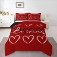 thumbnail image 1 of Homewish Black Red Love Heart Full Size Comforter Sets, Romantic Anniversary Bedding Comforter Set, Teens Adult Couple Lover Reversible Bedding Sets, Super Cozy Room Decor, 3-Piece, 1 of 8