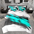 thumbnail image 1 of Homewish Black Teal Splash 7-Piece Bedding Comforter Set For Teens Boys Girls,Abstract Graffiti King Bedding Sets,Vintage Aesthetic Ultra Soft Bed Sheets,Luxury Bedroom Decor,Reversible, 1 of 8