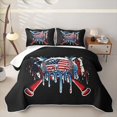 thumbnail image 1 of Homewish Black USA Flag Baseball Quilt King, Drip Sport King Coverlet Set for Men and Boys, 3-Piece, 1 Comforter and 2 Pillowcases, 1 of 7