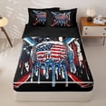 thumbnail image 1 of Homewish Black USA Flag Baseball Zipper Full Size Comforter Sets with Fitted Sheet and 2 Pillowcases, Drip Sport Zipper Bedding Set for Men and Boys, Black Reversible, 4-Piece, 1 of 6
