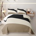 thumbnail image 1 of Homewish Black Wavy Stripes Twin Quilt Set,Contemporary Aesthetic Twin Coverlet Set,2-Piece, 1 of 7