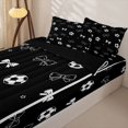 thumbnail image 1 of Homewish Black White Bow Football Zipper Twin Comforter Sets with Fitted Sheet and 2 Pillowcases for Girls, Princess Bow Zipper Bedding Set, Black Reversible, 4-Piece, 1 of 6