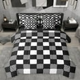 thumbnail image 1 of Homewish Black White Grid 7-Piece Twin Bedding Sets For Kids Children Teens,Geometric Buffalo Bedding Comforter Set,Minimalist Abstract Breathable Sheet Sets,Microfiber Bedroom Decor,Reversible, 1 of 8