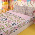 thumbnail image 1 of Homewish Black White Soccer Print Zipper Full Size Comforter Sets with Fitted Sheet and 2 Pillowcases,Cute Bow Knot Green Leaves Zipper Bedding Set for Teens Girls,4pcs,Pink Reversible, 1 of 6