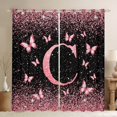 thumbnail image 1 of Homewish Bling Letter C Blackout Curtains Set of 2 (52x84 Each), Black Pink Romantic Butterfly Window Curtains, Teen Kid Girl Female Curtains and Drapes, Curtains Blackout Home Decor, 1 of 6