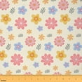 thumbnail image 1 of Homewish Blossoms Flower Floral 01 for Girls, Kawaii Cute Cartoon Room Decor Fabric by the Yard, Yellow Cartoon Theme Sewing Fabric, Microfiber Bedroom Decor, 1 of 6