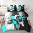 thumbnail image 1 of Homewish Blue Abstract 7-Piece Twin Bedding,Contemporary Art Bedding Comforter Set,Black Reversible, 1 of 8