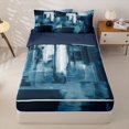 thumbnail image 1 of Homewish Blue Abstract Block Zipper Queen Comforter Set with Fitted Sheet and 2 Pillowcases,Geometric Artwork Zipper Bedding Set,Navy Blue Reversible,4pcs, 1 of 8