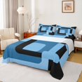 thumbnail image 1 of Homewish Blue Black Square Twin Sheet Sets,Geometric Desgin Twin Fitted Sheet,Modern Art Flat Sheet For Adults,Luxury Bedroom Decor,3 Pieces, 1 of 7