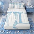 thumbnail image 1 of Homewish Blue Bowknot Zipper Twin Comforter Sets with Fitted Sheet and 2 Pillowcases for Girls, Monogrammed D Zipper Bedding Set,4-Piece, Reversible, 1 of 6