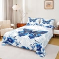 thumbnail image 1 of Homewish Blue Butterfly 3pcs Twin Sheet Sets For Girls Teens Adults,Exotic Style Twin Fitted Sheet,Chic Floral Flowers Breathable Flat Sheet,Super Cozy Room Decor, 1 of 7