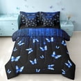 thumbnail image 1 of Homewish Blue Butterfly Full Size Bedding Sets for Girls, Glitter Stars Full Size Bed in a Bag, Black Reversible, 7 Pieces, 1 of 7