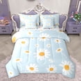 thumbnail image 1 of Homewish Blue Cartoon Groovy Bedding Comforter Set 7pcs for Kid, Kawaii Daisy Flower King Bedding Sets, Rustic Floral Reversible Bed Sheets, Luxury Bedroom Decor, 1 of 8