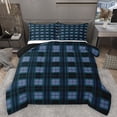 thumbnail image 1 of Homewish Blue Checkered Queen Comforter Set,Minimalist Plaid Bedding Sets,Geometric Grid Print Bedding Comforter Set For Girls Teens,Breathable Home Decor Reversible,3 Pieces, 1 of 8