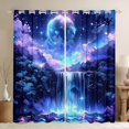 thumbnail image 1 of Homewish Blue Galaxy Kitchen Curtains for Kids Girls, Stars Moon Waterfall Black Out Curtains Pack of 2 (42x63 Each), 1 of 5