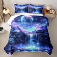 thumbnail image 1 of Homewish Blue Galaxy Twin Quilt Set for Kids Girls, Stars Moon Waterfall Twin Coverlet Set, 2-Piece 1 Bedspread and 1 Pillowcase, 1 of 7