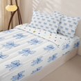 thumbnail image 1 of Homewish Blue Gingham Bow Zipper Full Size Comforter Sets with Fitted Sheet and 2 Pillowcases, Princess Ribbon Zipper Bedding Set, Polka Dots Reversible, 4pcs, 1 of 6