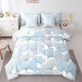 thumbnail image 1 of Homewish Blue Ginkgo Leaf Bedding Comforter Set 7pcs, Cartoon Leaf Botanical Queen Bedding Sets, Teen Girl Kid Boy Reversible Queen Sheet Sets, Breathable Home Decor, 1 of 7