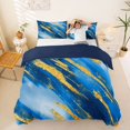 thumbnail image 1 of Homewish Blue Gold Marble Duvet Cover Queen,Modern Geometric Artwork Queen Bedding,Navy Blue Reversible,3-Piece,1 Duvet Cover and 2 Pillowcases, 1 of 6