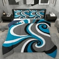 thumbnail image 1 of Homewish Blue Gray Black Full Size Comforter Sets,Wave Stripes Print Bedding Comforter Set,Abstract Geometric Aesthetic Bedding Sets For Kids,Microfiber Bedroom Decor Reversible,3 Pieces, 1 of 8