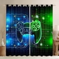 thumbnail image 1 of Homewish Blue Green Gamepad Blackout Curtains Set of 2 (52x84 Each) for Kids, Modern Gaming Gamer Window Curtains, Neon Abstract Stripes Curtains and Drapes, Black Out Curtains Decor, 1 of 6