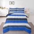 thumbnail image 1 of Homewish Blue Horizontal Lines Queen Comforter Set,Geometric Abstract Comforter Sets Queen,Navy Blue Reversible,3 Pieces,1 Comforter and 2 Pillowcases, 1 of 7