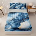 thumbnail image 1 of Homewish Blue Marble Zipper Twin Comforter Sets with Fitted Sheet and 2 Pillowcases,Gold Metallic Zipper Bedding Set,Light gray Reversible,4 Pieces, 1 of 7