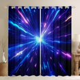 thumbnail image 1 of Homewish Blue Neon Lines Kitchen Curtains,Abstract Glowing Stripes Black Out Curtains Pack of 2 (42x63 Each), 1 of 6