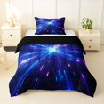 thumbnail image 1 of Homewish Blue Neon Lines Twin Comforter Sets,Abstract Glowing Stripes Bedding Set,Black Reversible,2-Piece,1 Comforter and 1 Pillowcase, 1 of 7
