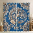 thumbnail image 1 of Homewish Blue Paisley Print Black Out Curtains for Adult, Vintage Damask Flower Curtains Pack of 2 (42x63 Each), Southwestern Theme Bedroom Curtains, Living Room Curtains Decor, 1 of 6
