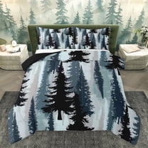 Homewish Blue Pine Tree Bedding Comforter Set, Vintage Western Countryside Twin Comforter Sets, Teens Adult Men Reversible Bedding Set, Luxury Bedroom Decor, 2 Pieces