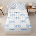 thumbnail image 1 of Homewish Blue Princess Bowknot Zipper Full Size Comforter Sets with Fitted Sheet and 2 Pillowcases,Kawaii Bow Girls Zipper Bedding Set For Kids,Reversible,4 Pieces, 1 of 7