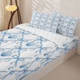 thumbnail image 1 of Homewish Blue Princess Bowknot Zipper Full Size Comforter Sets with Fitted Sheet and 2 Pillowcases for Kid, Ocean Seashell Zipper Bedding Set, Reversible, 4-Piece, 1 of 6