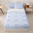 thumbnail image 1 of Homewish Blue Princess Bowknot Zipper Full Size Comforter Sets with Fitted Sheet and 2 Pillowcases,Modern Classic Checkered Zipper Bedding Set For Kids,Reversible,4 Pieces, 1 of 7