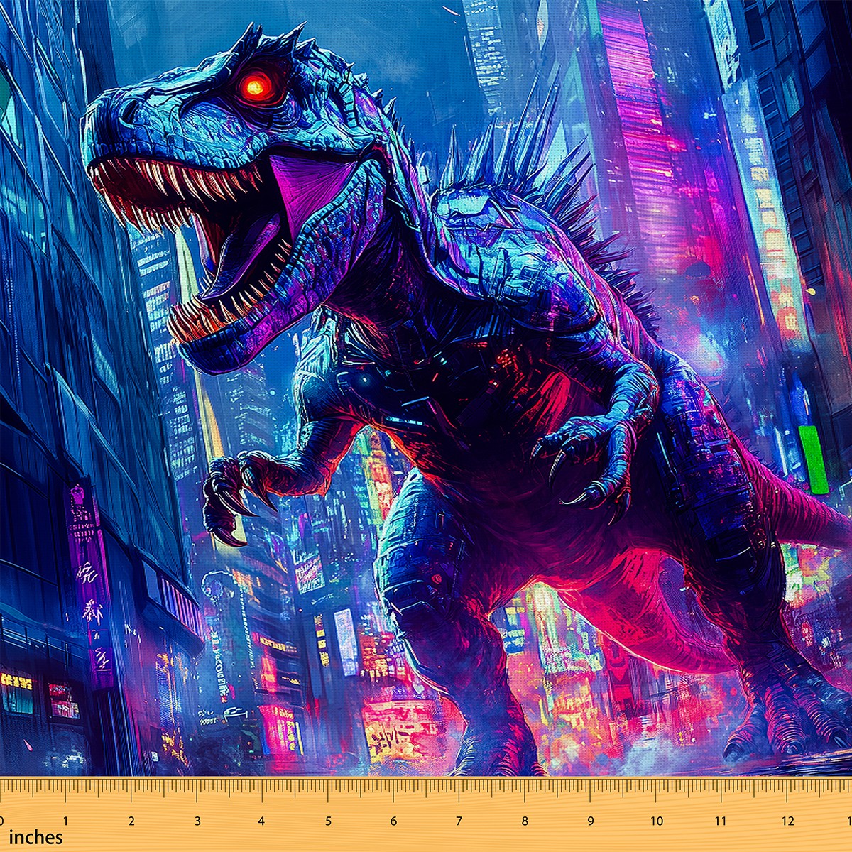 View of Homewish Blue Purple Dinsaur Fabric by the Yard 1 Yard,Modern City Home ...