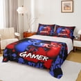 thumbnail image 1 of Homewish Blue Red Gamepads Twin Sheet Sets 3pcs for Kids Children Boys,Abstract Graffiti Splash Twin Fitted Sheet Microfiber,Video Game Breathable Flat Sheet,Super Cozy Room Decor, 1 of 7