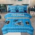 thumbnail image 1 of Homewish Blue Rugby Helmet Twin Bedding Sets 7-Piece for Boys, Est Sleep Sport Bedding Comforter Set, Cartoon Football Theme Reversible Sheet Sets, Lightweight Room Decor, 1 of 8