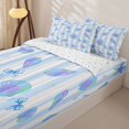 thumbnail image 1 of Homewish Blue Sealife Kids Zipper Full Size Comforter Sets with Fitted Sheet and 2 Pillowcases, Cute Marine Starfish Zipper Bedding Set, Reversible, 4 Pieces, 1 of 6