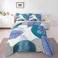 thumbnail image 1 of Homewish Blue Tree Leaves 3 Pieces Queen Comforter Set For Female Men Adults,Abstract Geometric Stripes Ultra Soft Bedding Sets,Botanical Plants Bedding Comforter Set,Bling Glitter Bedroom Decor, 1 of 8