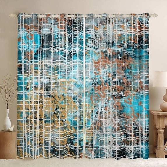 Homewish Blue Watercolor Art Blackout Curtains Set of 2 (52x84 Each), Chic Graffiti Abstract Window Curtains, Modern Fashion Style Curtains and Drapes, Black Out Curtains Bedroom Decor