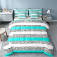 thumbnail image 1 of Homewish Blue White Gray Striped King Bedding, Modern Minimalist King Bed in a Bag, Gray Reversible, 7-Piece, 1 of 7