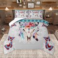 thumbnail image 1 of Homewish Bohemain Bull Skull Queen Comforter Set,Rustic Farmhouse Cabin Bedding Sets,Colorful Butterflies Vintage Aztec Bedding Comforter Set For Kids,Microfiber Bedroom Decor Reversible,3-Piece, 1 of 8